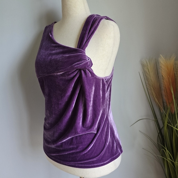 Anthropologie, New, Sunday in Brooklyn Purple Velvet Sleevless Twist Top SZ XL - Picture 3 of 13